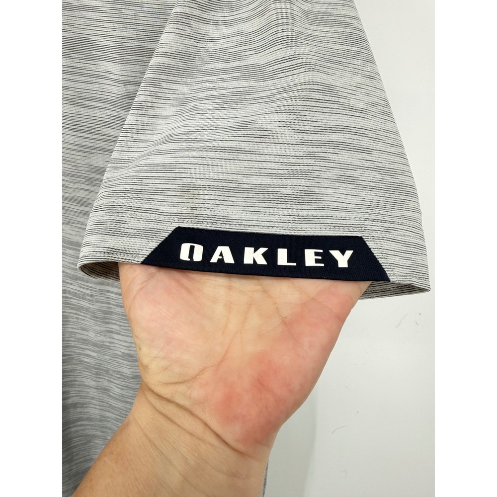 Oakley Polo Shirt Mens Large Grey Space Dye Regular Fit Short Sleeve Golf Top - Picture 2 of 8